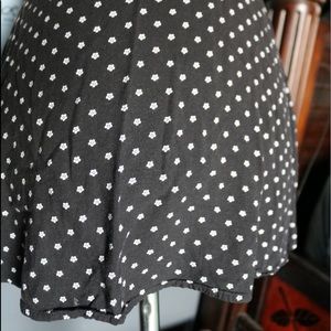 Button Down Short Skirt (black with white flowers)